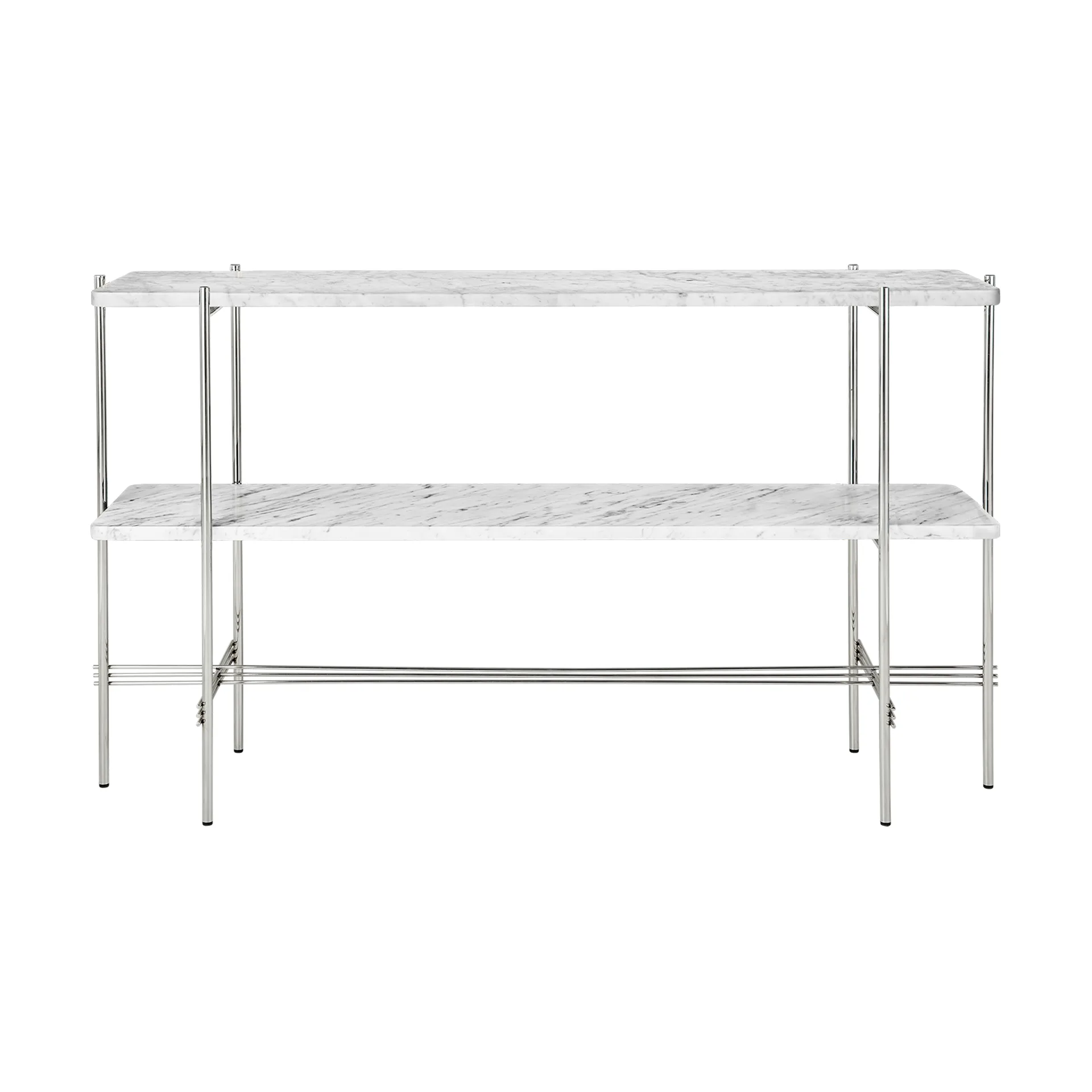 Consolle TS 120x30x72 cm, marmo bianco di Carrara, acciaio GUBI