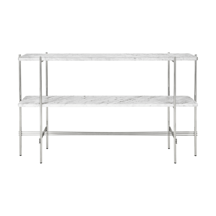 Consolle TS 120x30x72 cm - marmo bianco di Carrara, acciaio - GUBI