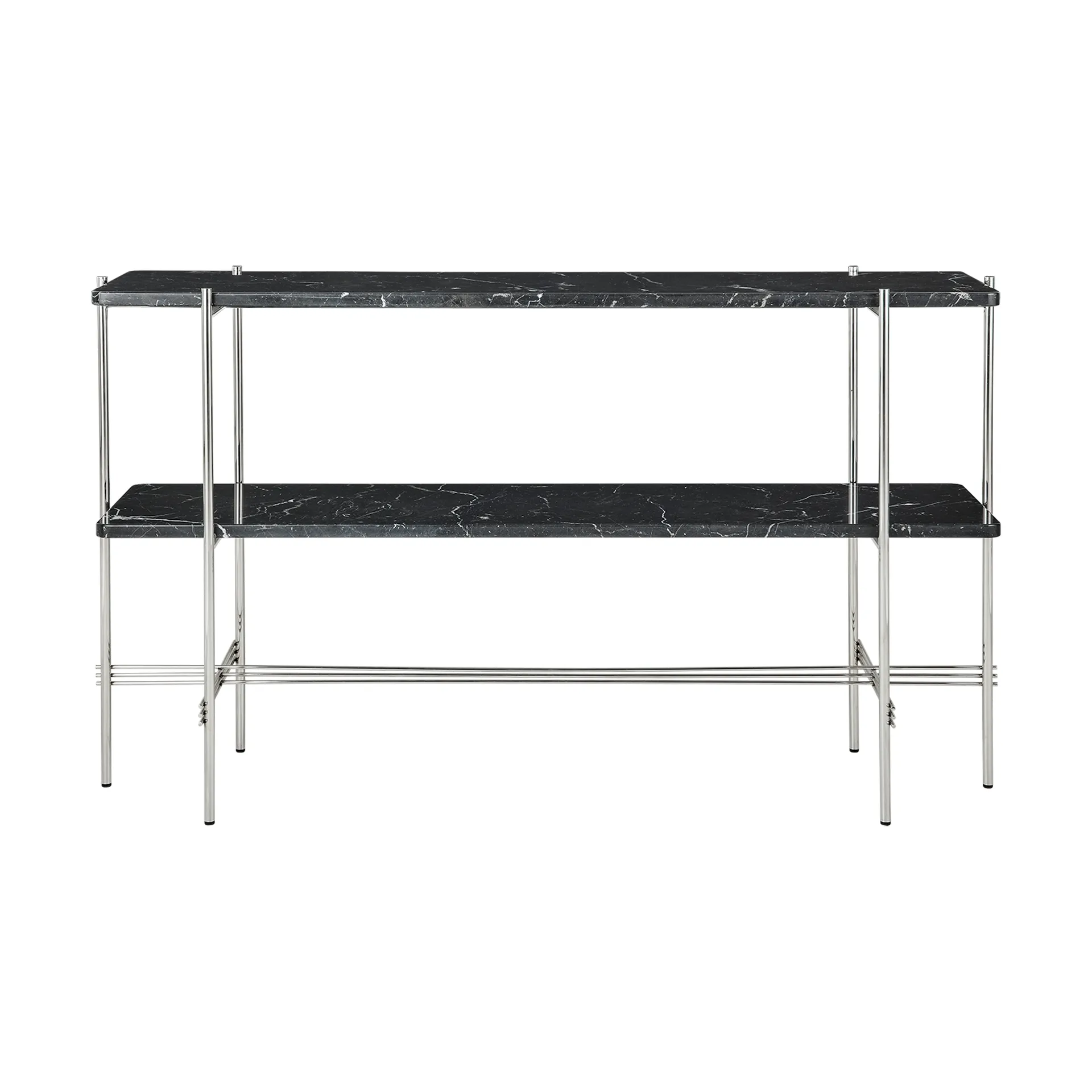 Consolle TS 120x30x72 cm, marmo nero Marquina, acciaio GUBI