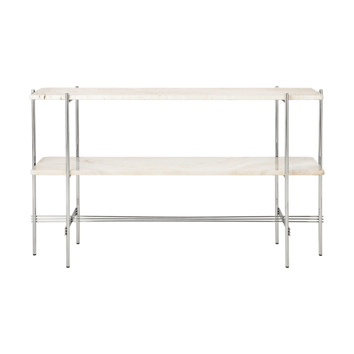 Consolle TS 120x30x72 cm - travertino bianco naturale, acciaio - GUBI