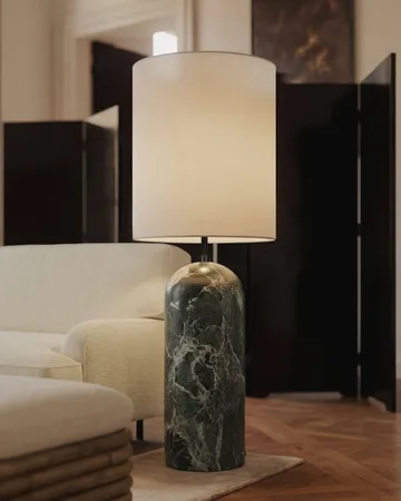 Lampada da pavimento Gravity XL - Emerald marble-canvas - GUBI
