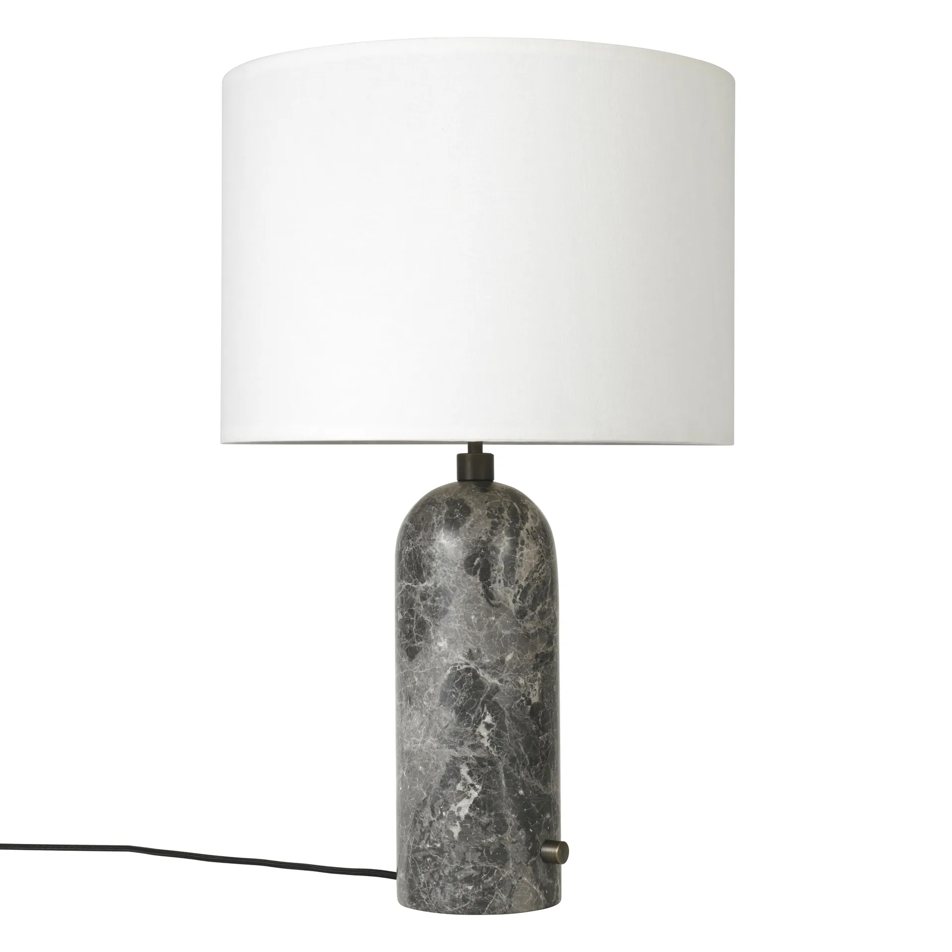 Lampada da tavolo Gravity L, grigio marmo + paralume bianco GUBI