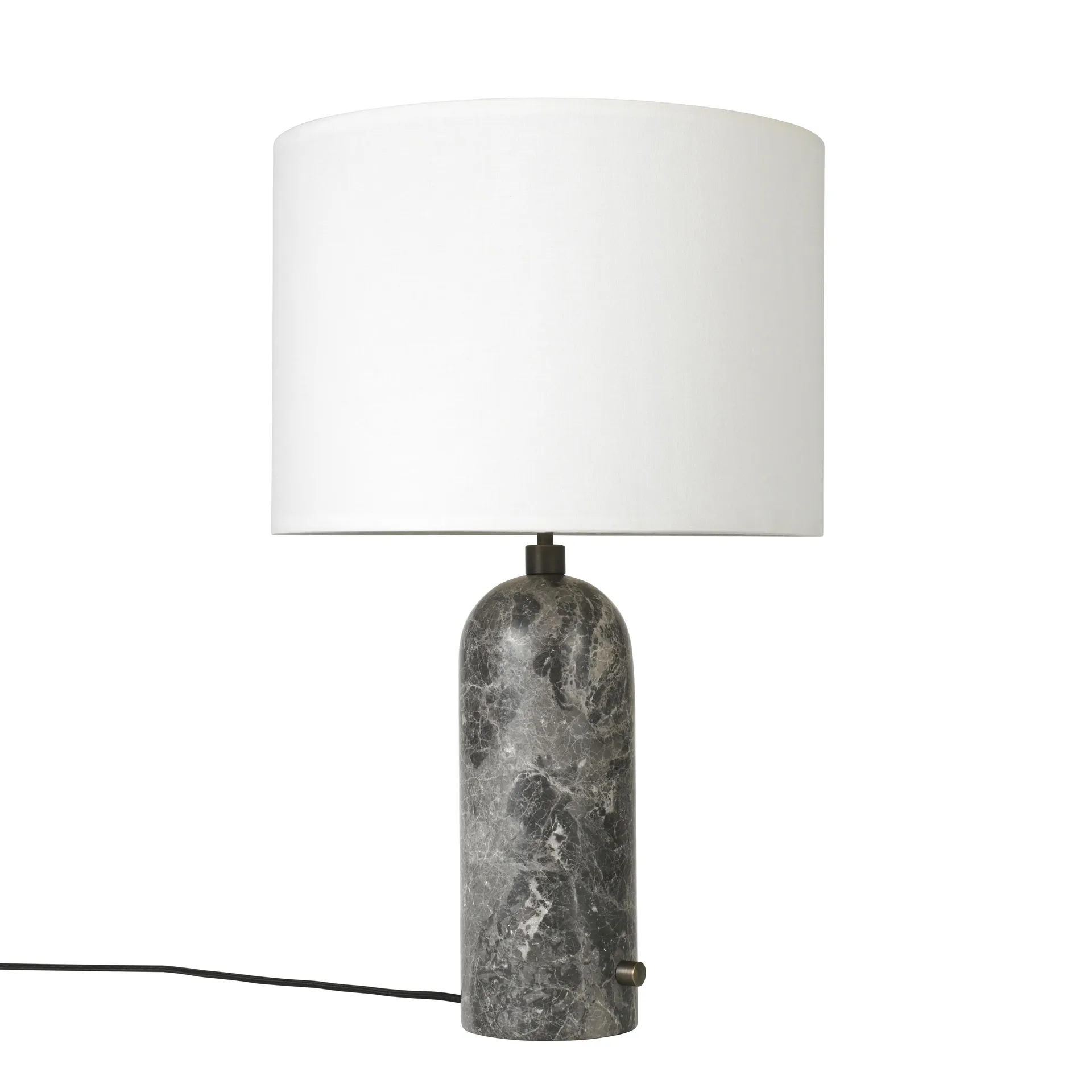 Lampada da tavolo Gravity S, grigio marmo + paralume bianco GUBI