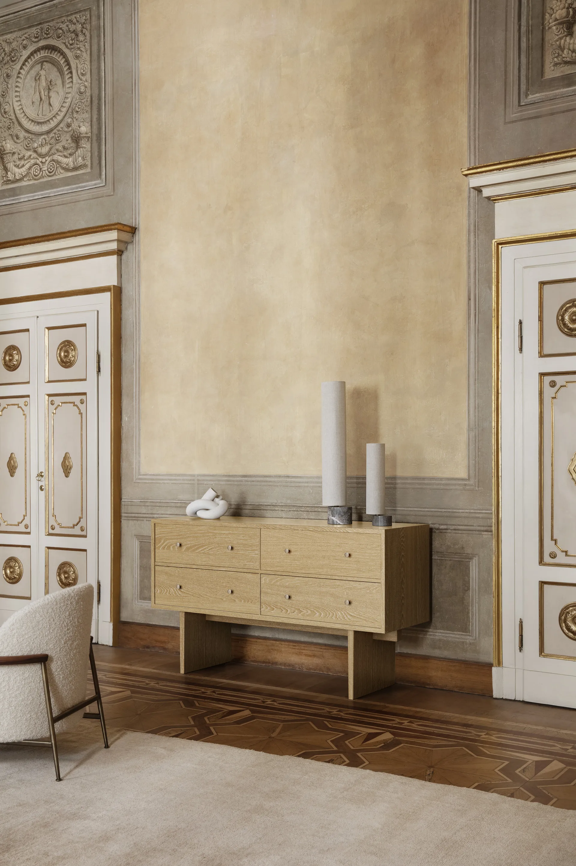 Lampada da terra Unbound 80 cm, Tela-marmo grigio GUBI