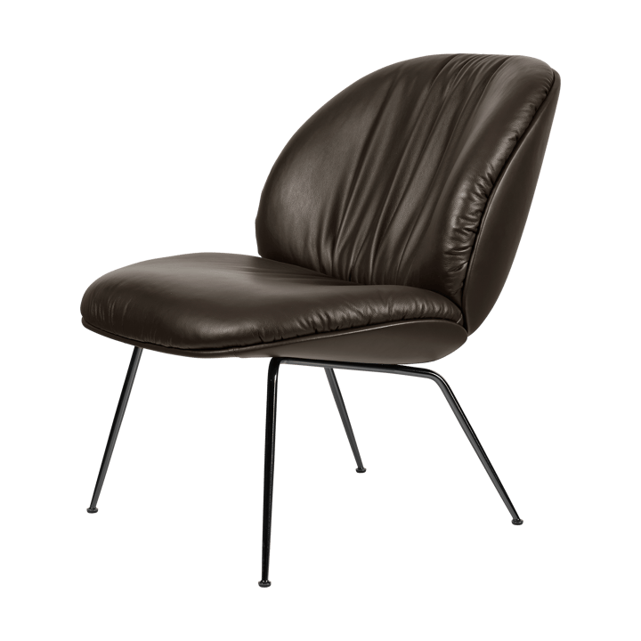 Poltrona lounge Beetle Soft completamente rivestita - Pelle liscia Gubi Coffee-nero opaco - GUBI