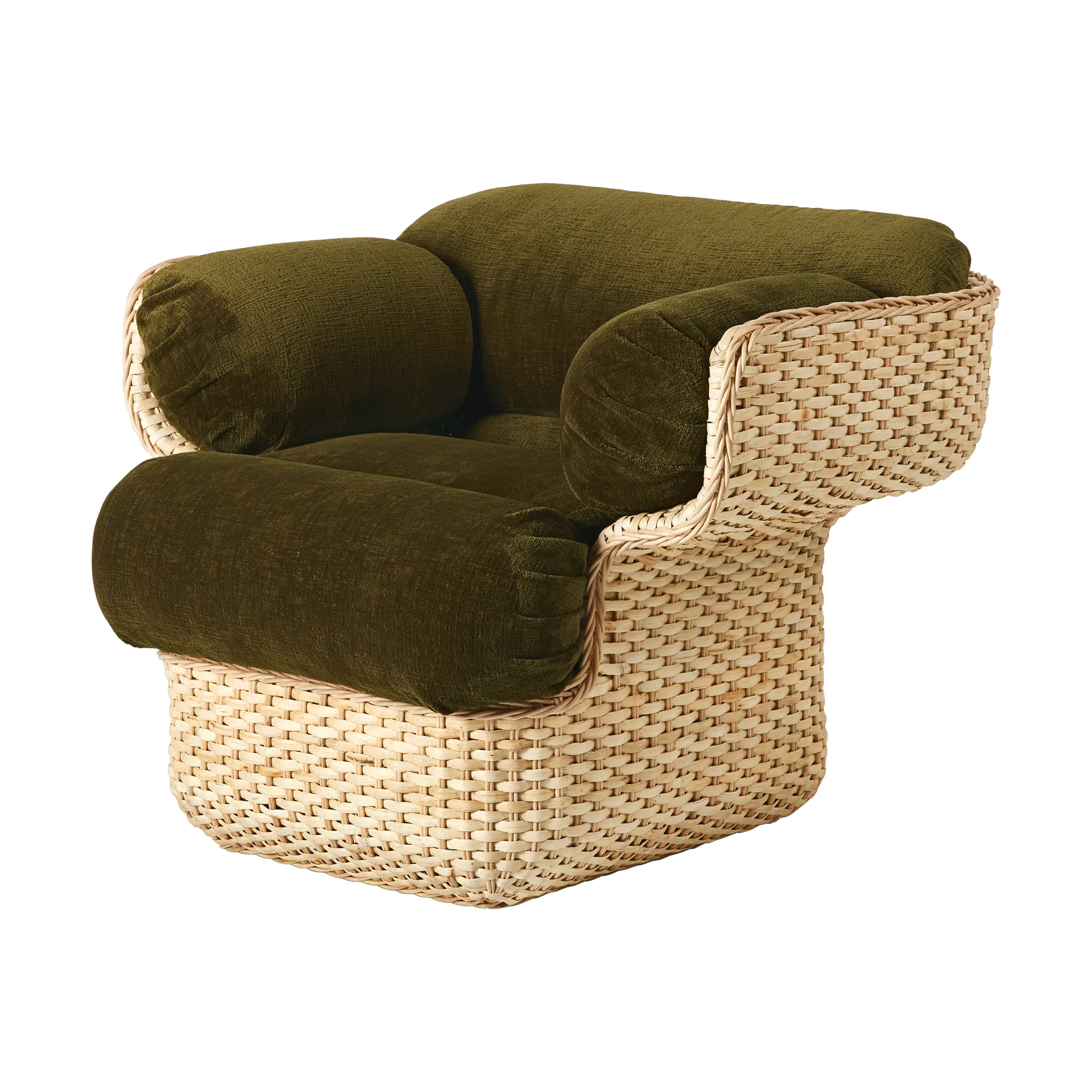 Poltrona lounge con rivestimento completo Basket, Mumble Glamour Group 40-rattan GUBI