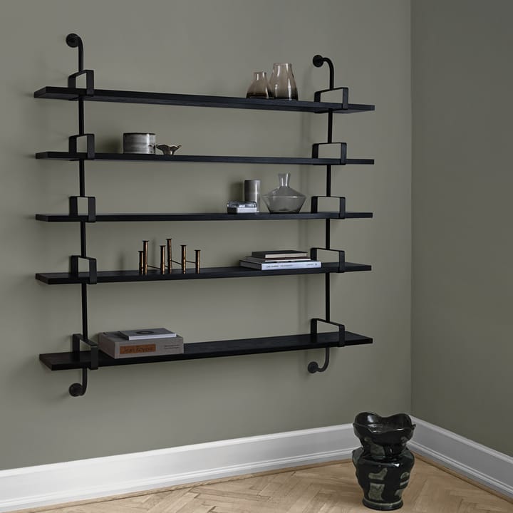 Scaffale da parete 4 ripiani Demon, faggio macchiato nero, 215 cm GUBI