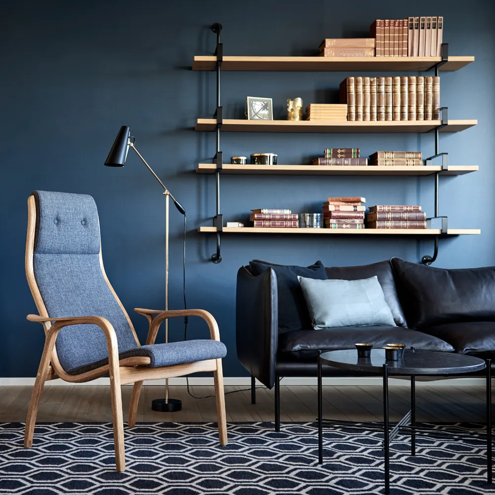 Scaffale da parete 4 ripiani Demon, faggio macchiato nero, 95 cm GUBI