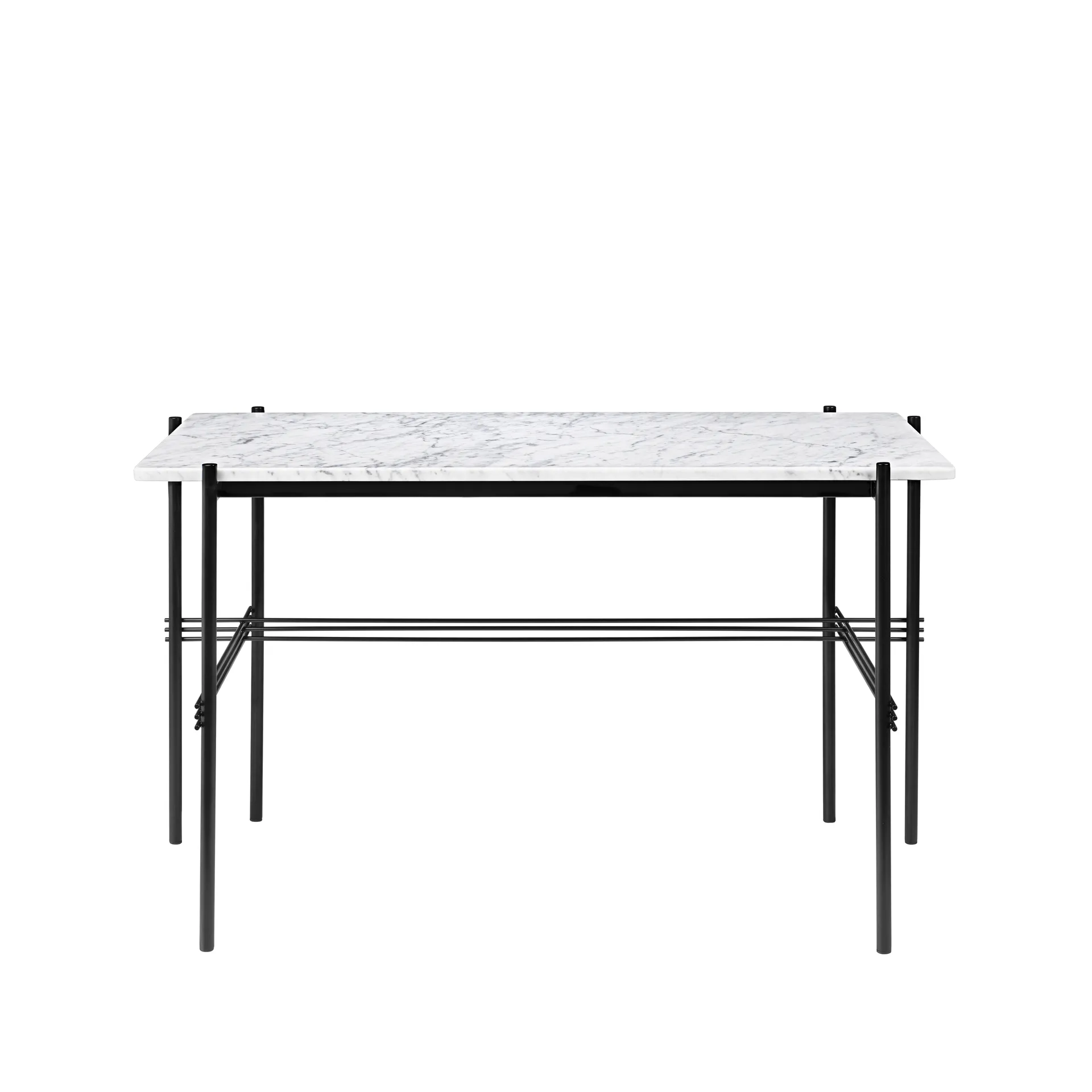 Scrivania TS Desk, marmo bianco, acciaio laccato nero GUBI