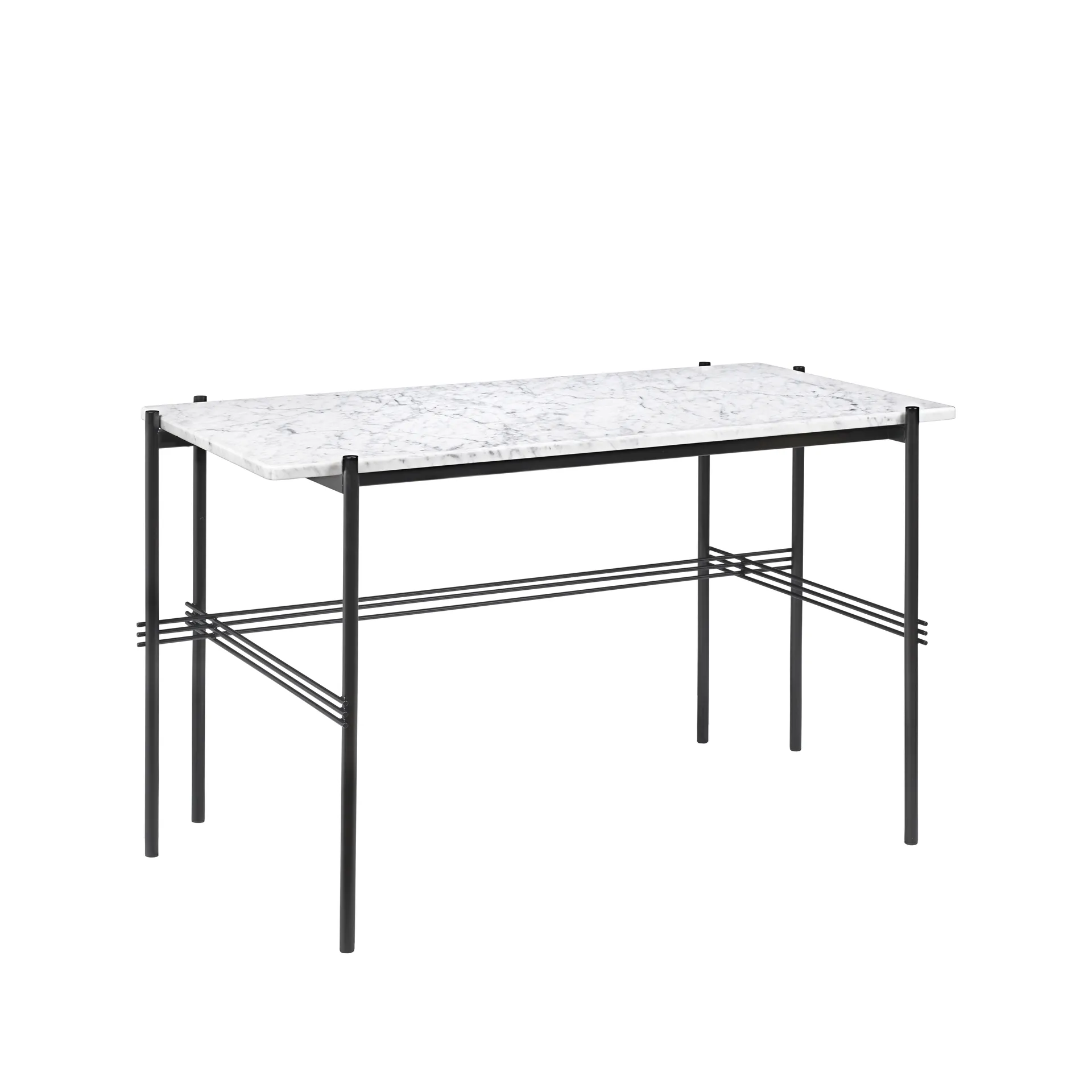 Scrivania TS Desk, marmo bianco, acciaio laccato nero GUBI