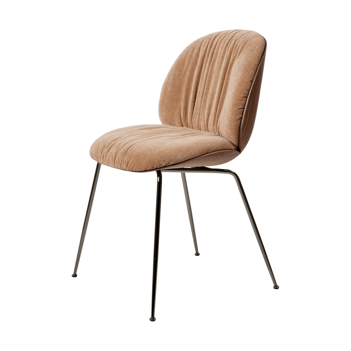 Sedia Beetle Soft rivestita sul davanti - Belsuede Dedar 132-laccato opaco noce-nero cromo - GUBI