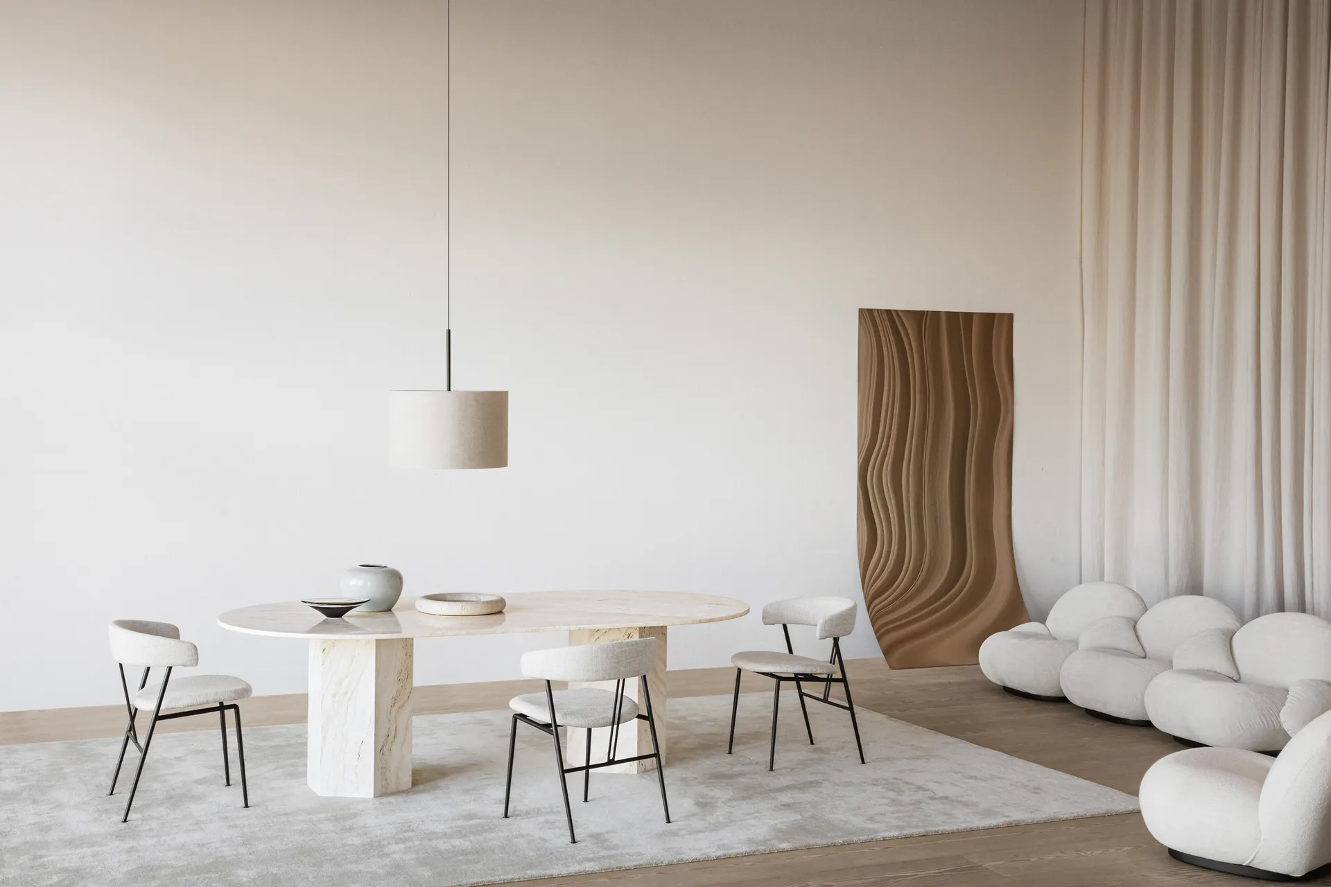 Sedia da pranzo Violin, Velvet 294, grigio/verde, nero GUBI