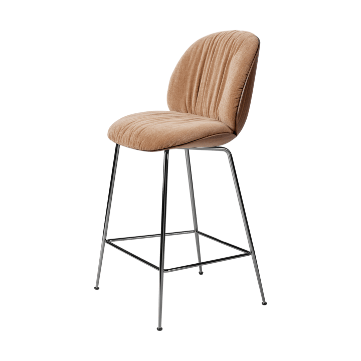 Sgabello Beetle Soft 65 cm rivestito sul davanti - Belsuede Dedar 132-laccato noce-nero cromo - GUBI