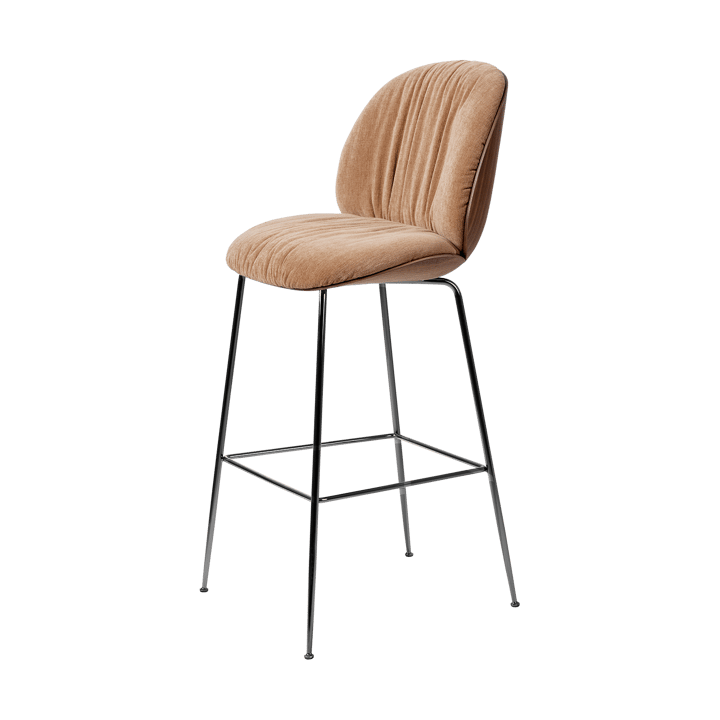 Sgabello Beetle Soft 75 cm rivestito sul davanti - Belsuede Dedar 132-laccato noce-nero cromo - GUBI