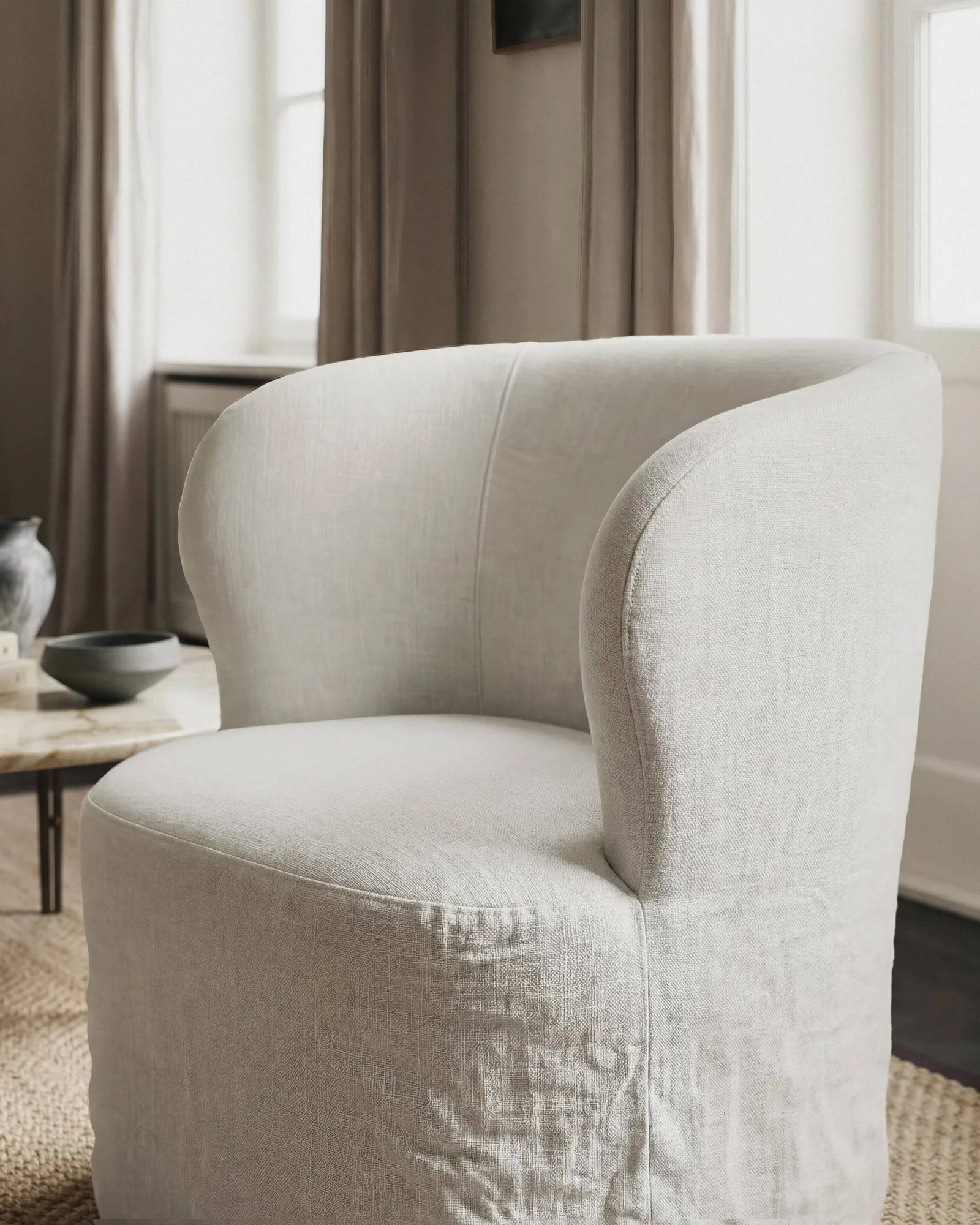 Stay Slipcover poltrona lounge, Linen 0023, large GUBI