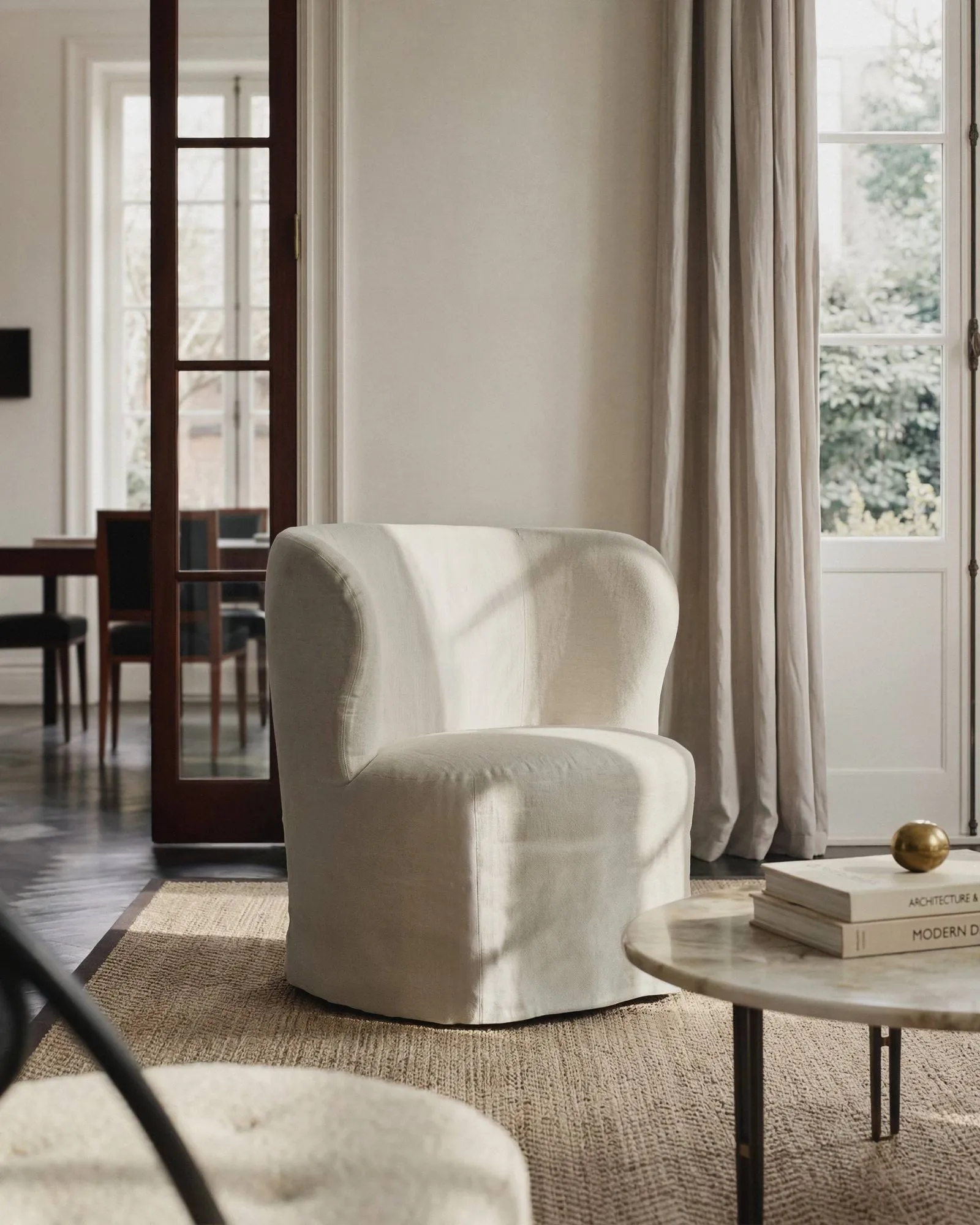 Stay Slipcover poltrona lounge, Linen 0024, small GUBI