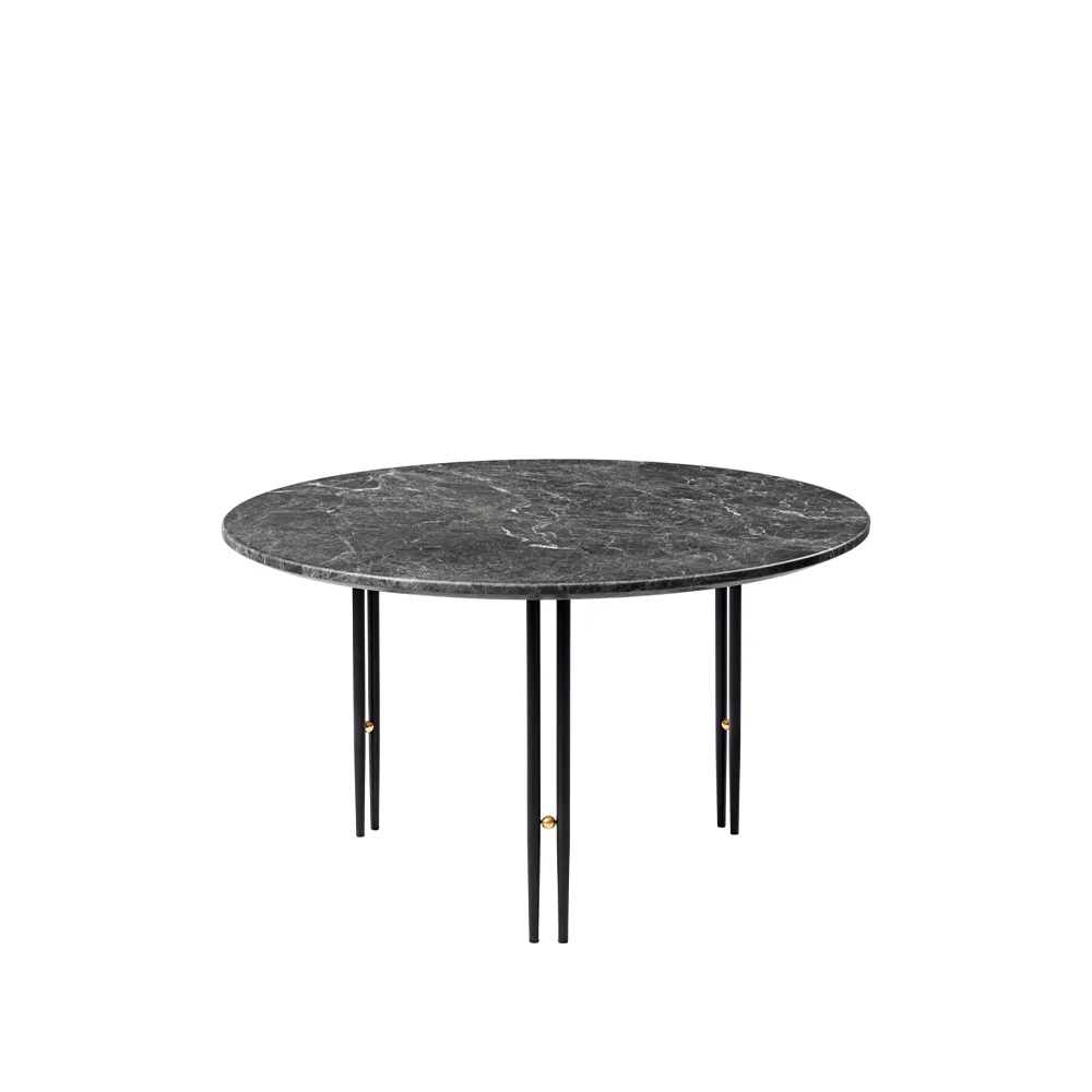 Tavolino IOI, Marmo Emperador grigio, Ø 70 cm, base nera GUBI