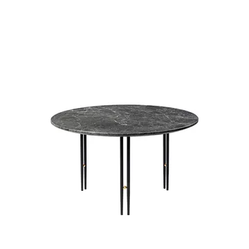 Tavolino IOI - Marmo Emperador grigio, Ø 70 cm, base nera - GUBI