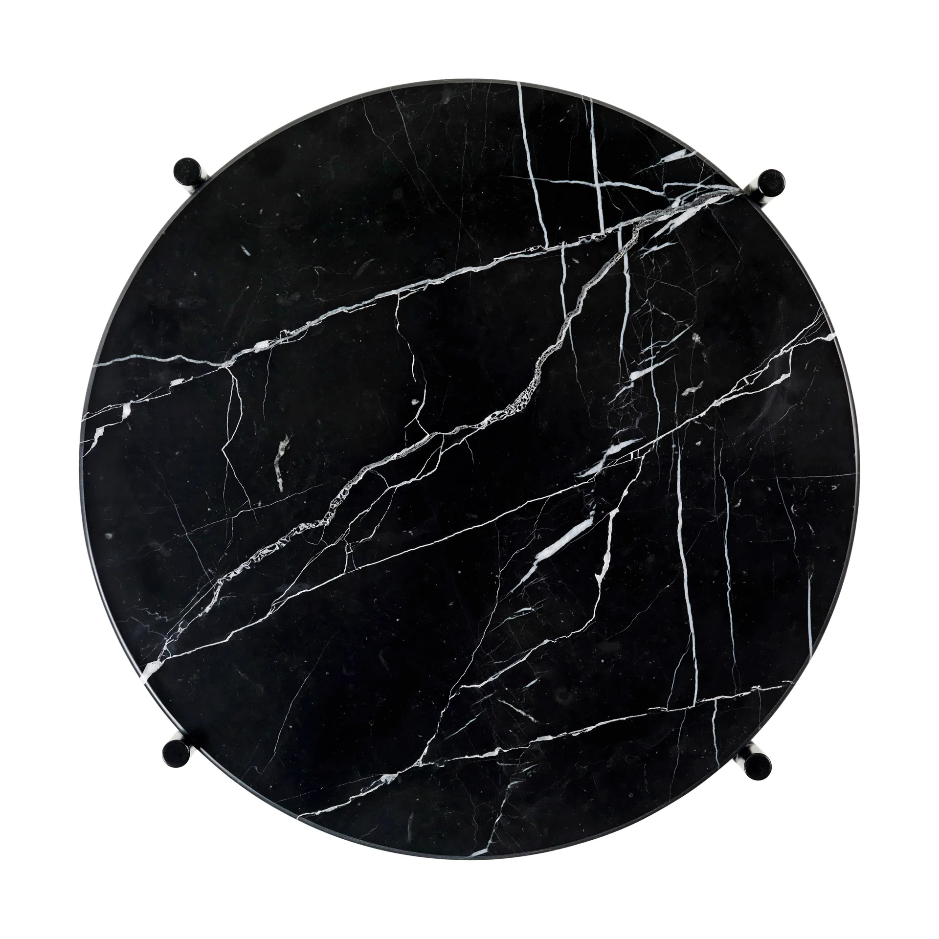 Tavolino TS acciaio lucidato Ø 40 cm, Marmo nero Marquina GUBI