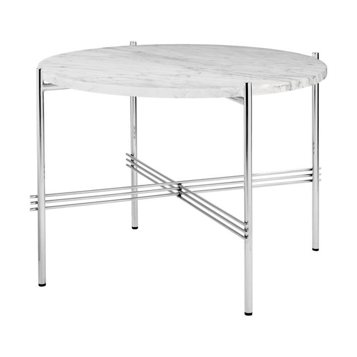 Tavolino TS acciaio lucidato Ø 55 cm - Marmo bianco di Carrara - GUBI
