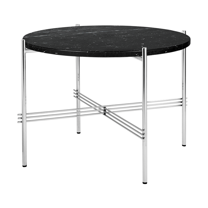 Tavolino TS acciaio lucidato Ø 55 cm - Marmo nero Marquina - GUBI