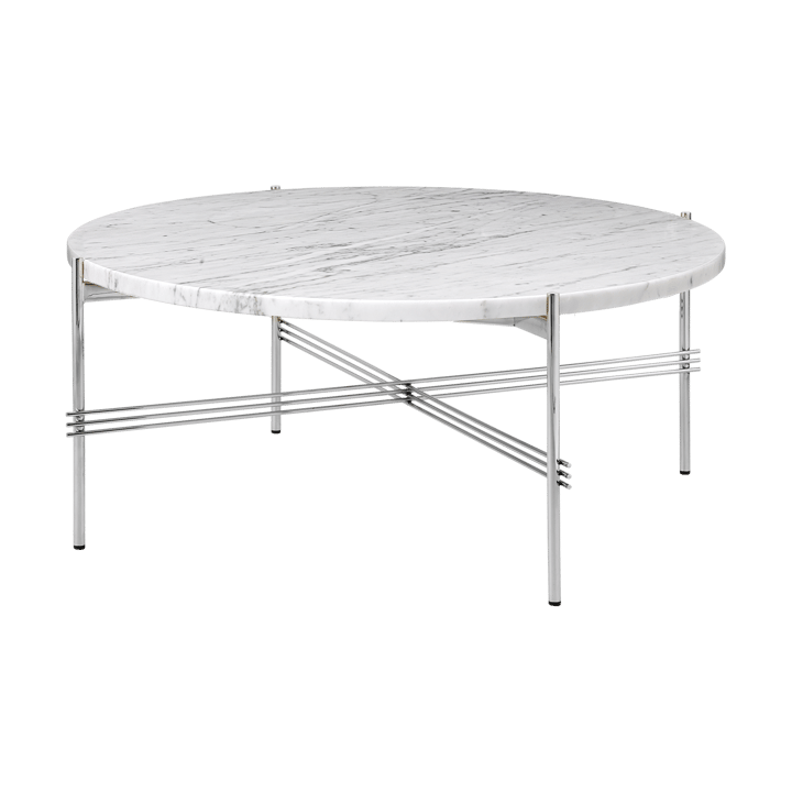 Tavolino TS acciaio lucidato Ø 80 cm - Marmo bianco di Carrara - GUBI