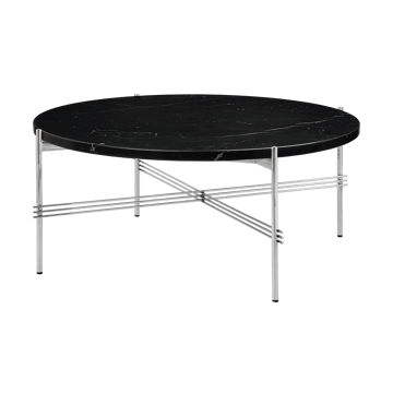 Tavolino TS acciaio lucidato Ø 80 cm - Marmo nero Marquina - GUBI