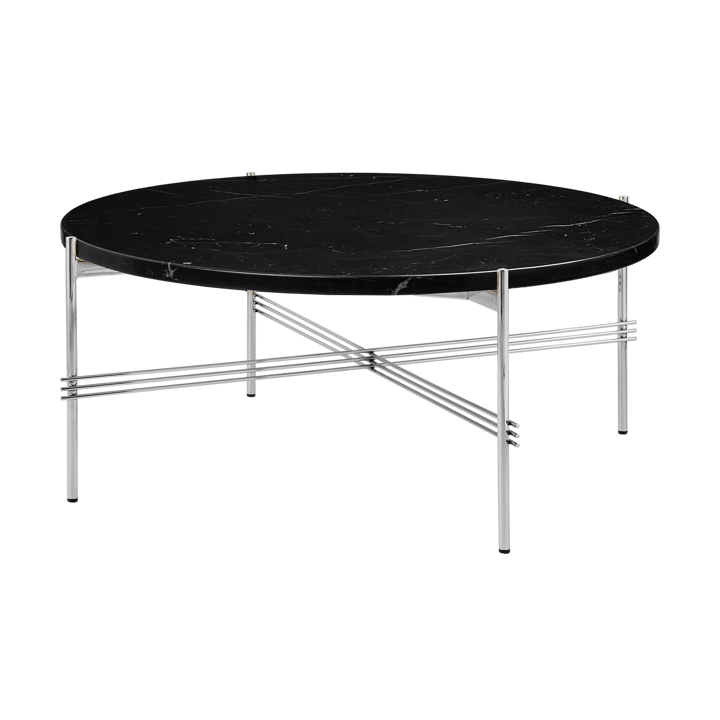 Tavolino TS acciaio lucidato Ø 80 cm - Marmo nero Marquina - GUBI