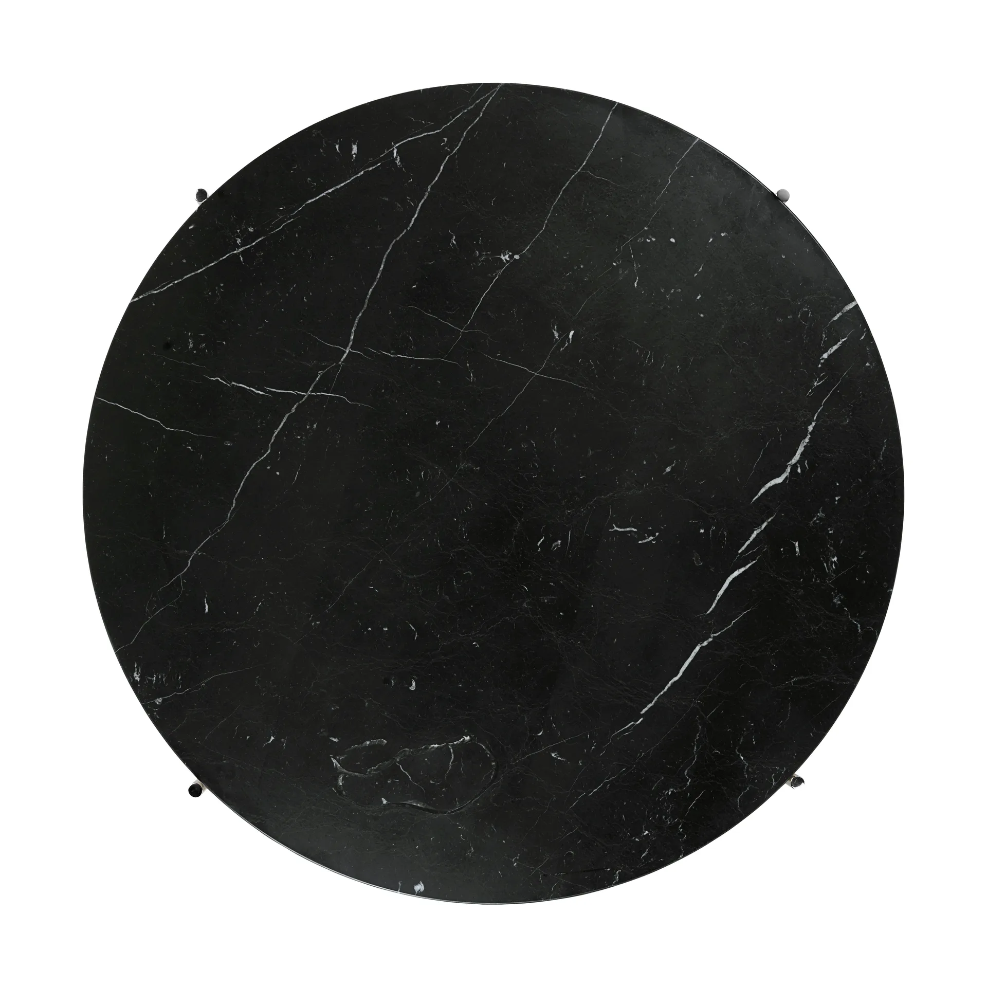 Tavolino TS acciaio lucidato Ø 80 cm, Marmo nero Marquina GUBI