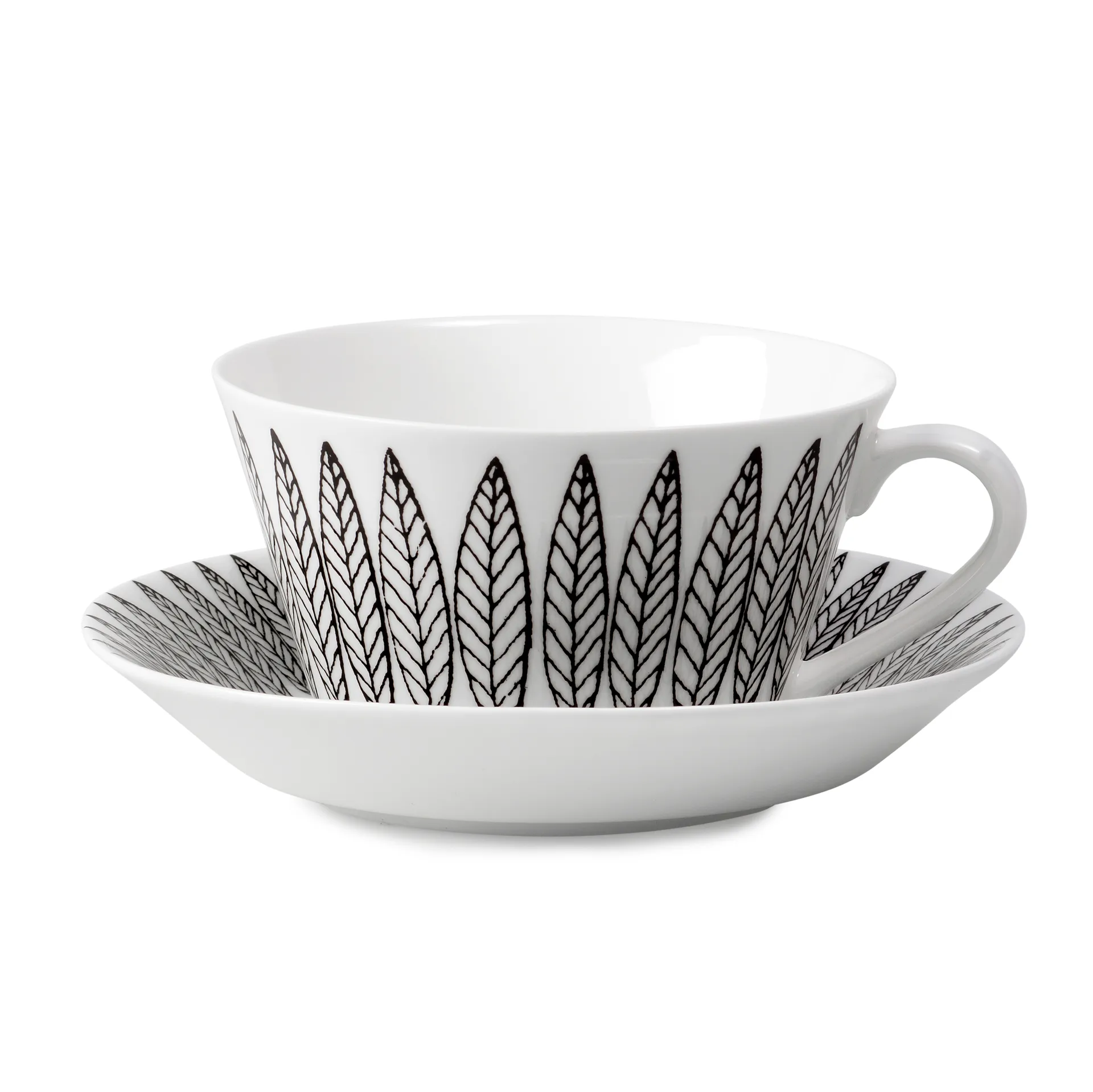 Servizio da tè nero Salix cono, tazza da tè + piattino Gustafsbergs Porslinsfabrik