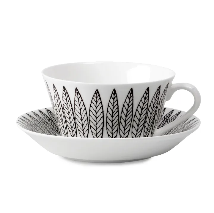 Servizio da tè nero Salix cono - tazza da tè + piattino - Gustafsbergs Porslinsfabrik