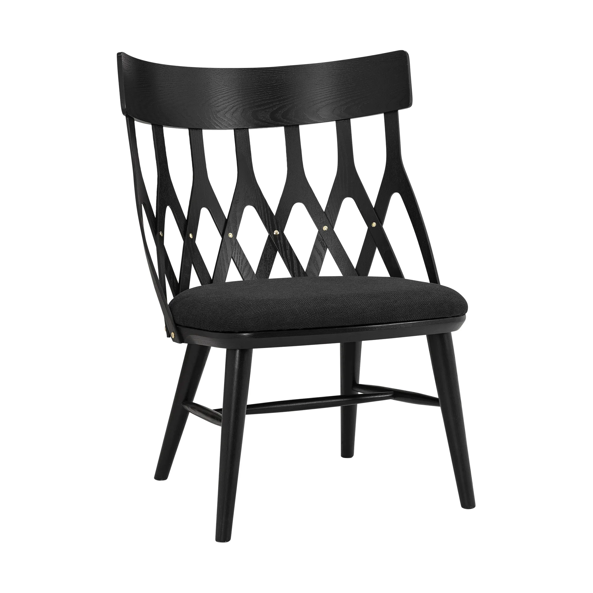 Sedia lounge Y5, Rovere tinto scuro, cuscino nero Hans K