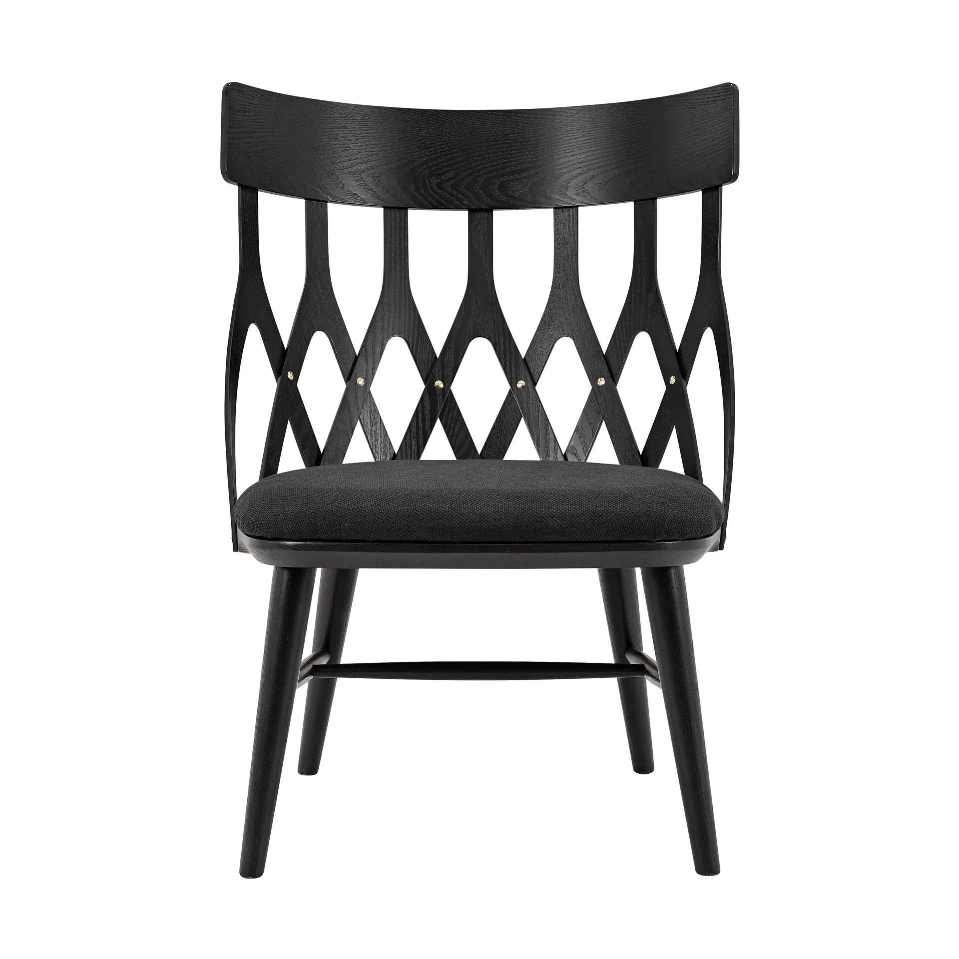 Sedia lounge Y5, Rovere tinto scuro, cuscino nero Hans K