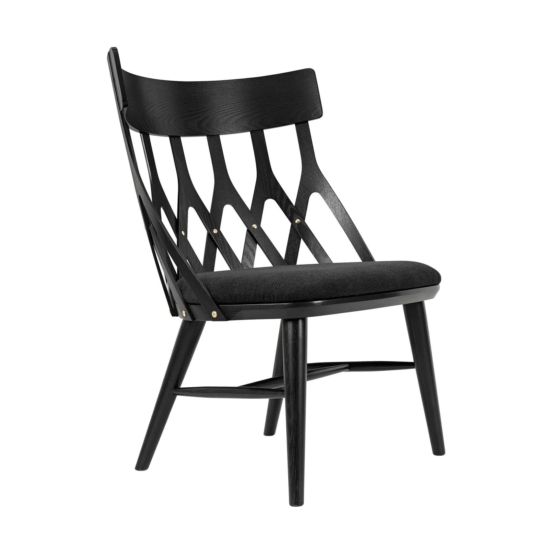 Sedia lounge Y5, Rovere tinto scuro, cuscino nero Hans K