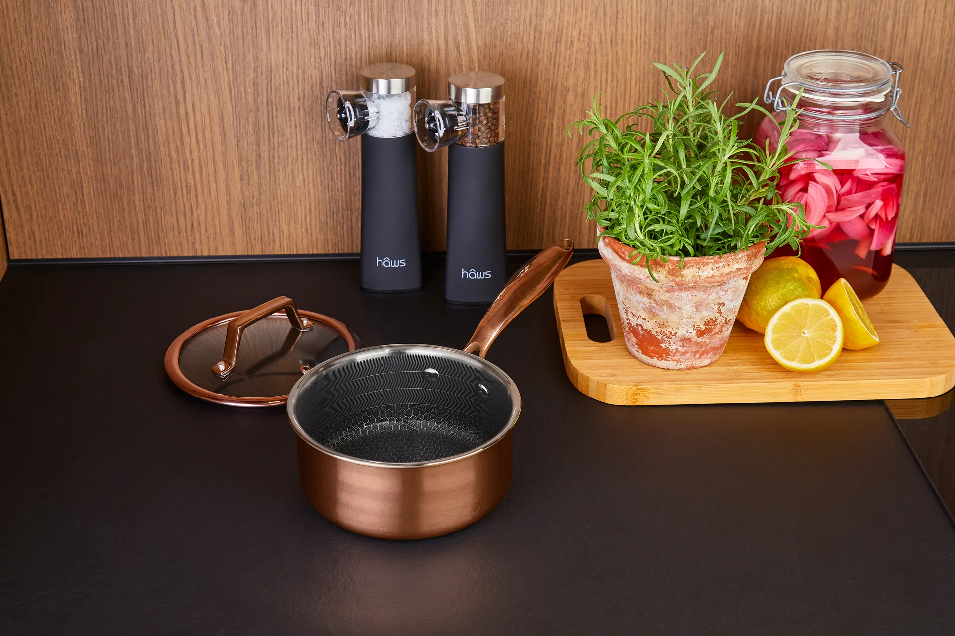 Casseruola con coperchio 1,5 L Hâws Santo con rivestimento ibrido, Rose Gold Hâws