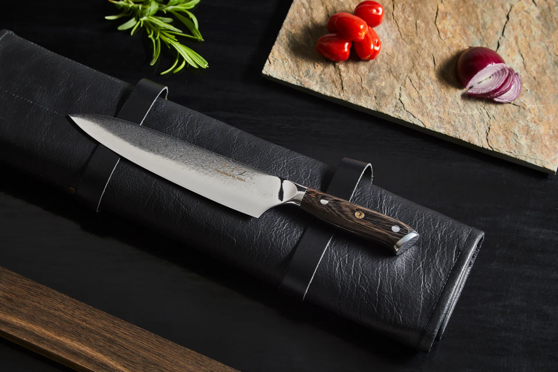 Coltello da cucina 32 cm Damascus By Hâws, Wengè Hâws
