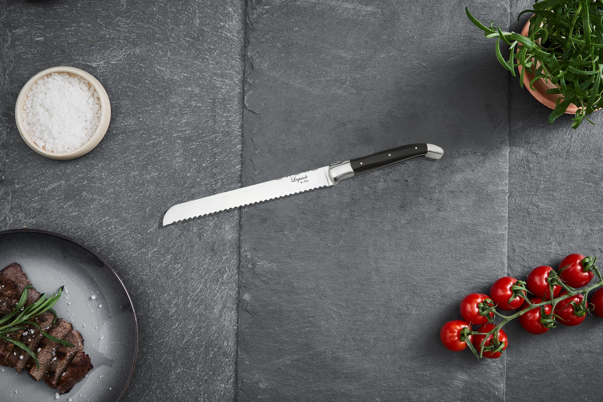 Coltello da pane 24,4 cm Laguiole By Hâws, Nero Hâws