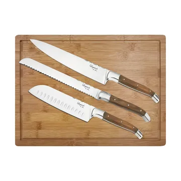 Set di coltelli da cucina con tagliere 4 pezzi Laguiole By Hâws - Olivo-acciaio inossidabile-bambù - Hâws