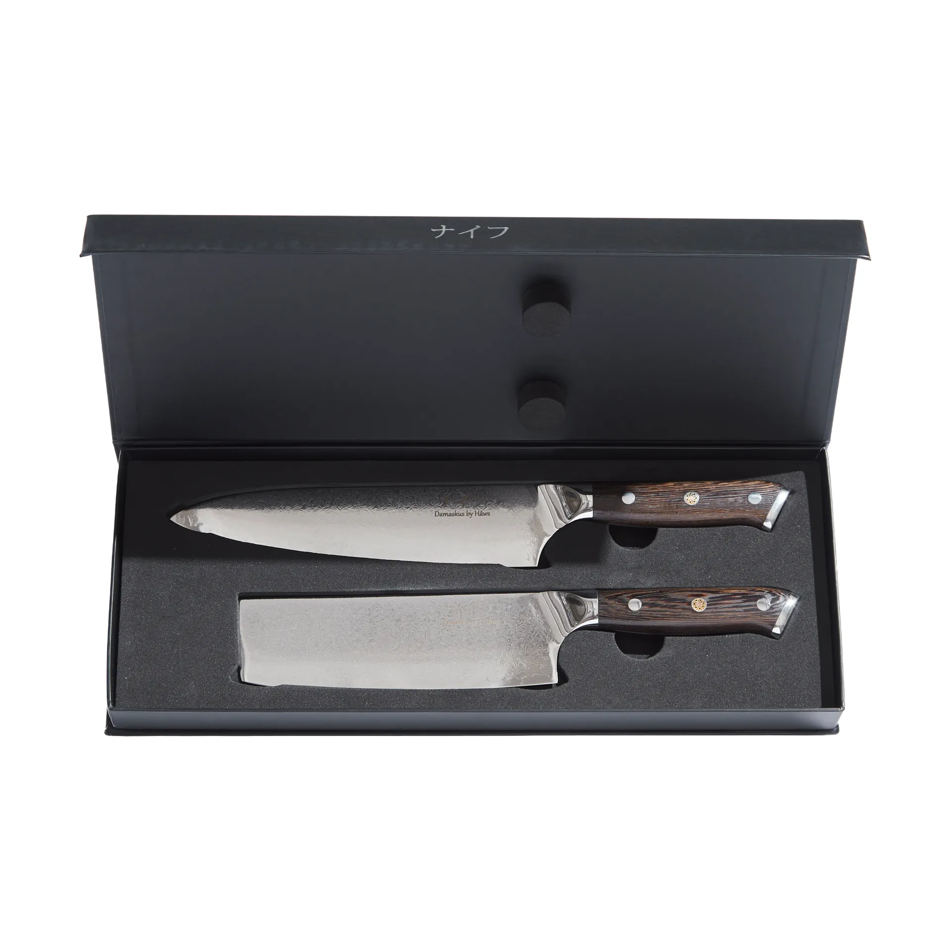 Set di coltelli da cucina e verdura 2 pezzi Damascus By Hâws, Wengé Hâws