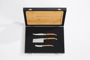 Set di coltelli da formaggio con tagliere 4 pezzi Laguiole By Hâws - Bamboo-olivo-acciaio inossidabile - Hâws