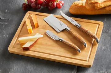 Set di coltelli da formaggio con tagliere 4 pezzi Laguiole By Hâws - Bamboo-olivo-acciaio inossidabile - Hâws