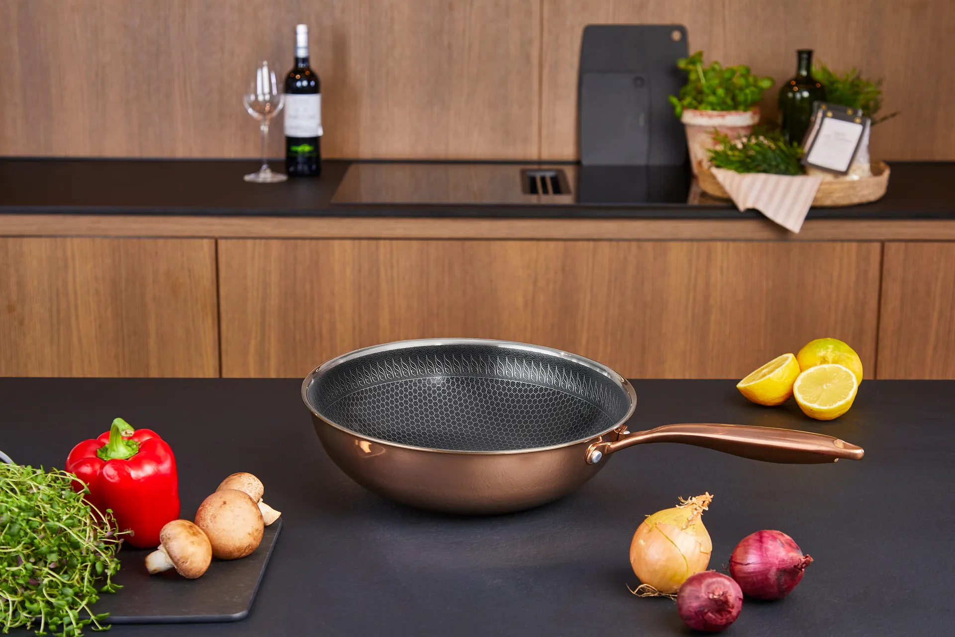 Wok con rivestimento ibrido Ø28 cm Hâws Santo, Rose Gold Hâws