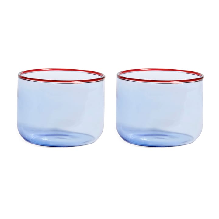 Bicchiere Tint 20 cl confezione da 2 - Azzurro-bordo rosso - HAY
