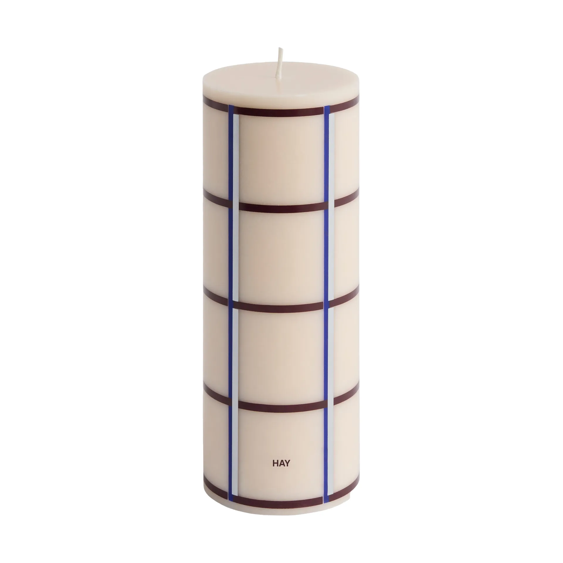 Candela a cero Column Candle 20 cm, Off white-bordeaux-blu-argento HAY