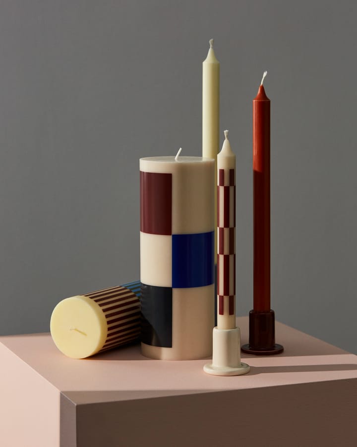 Candela a cero Column Candle 25 cm, Bianco sporco, marrone, nero, blu HAY