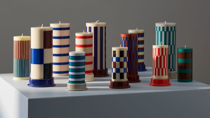 Candela a cero Column Candle 25 cm, Bianco sporco, marrone, nero, blu HAY