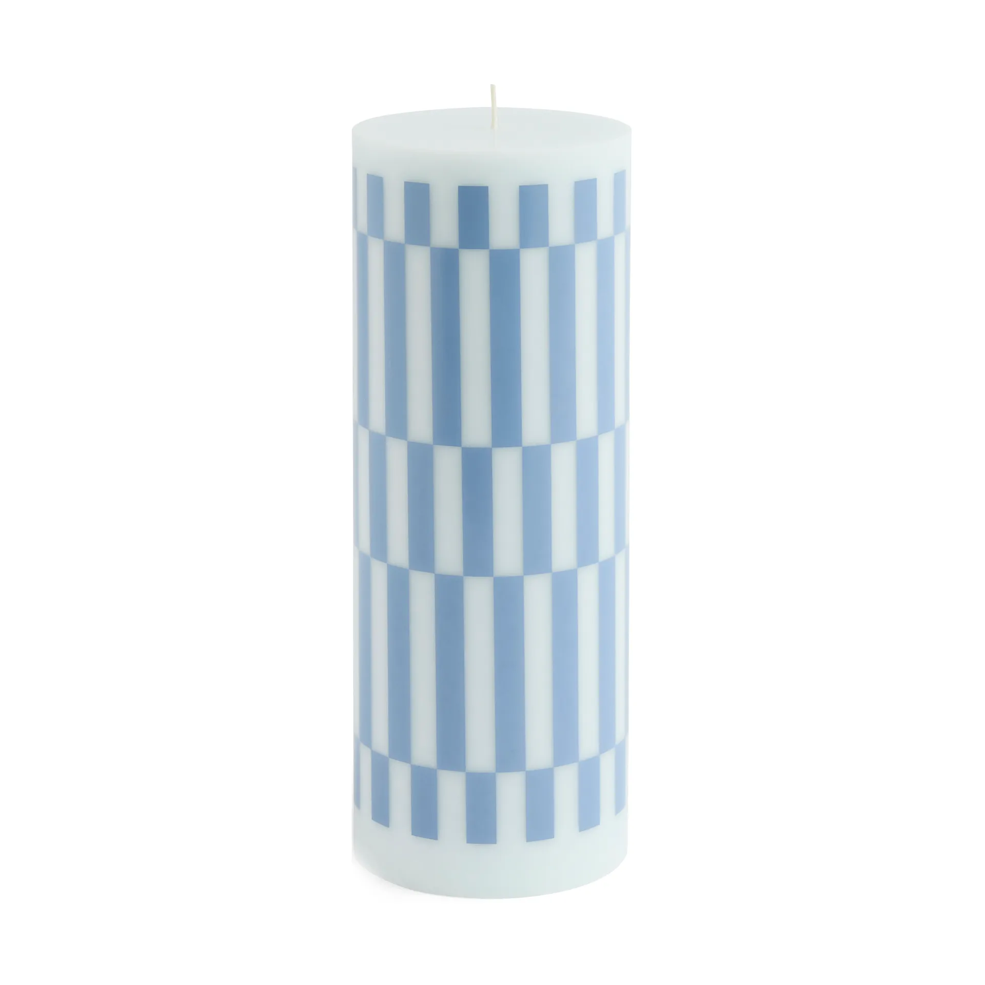 Candela a colonna blockljus grande 25 cm, Light blue-dusty blue check HAY