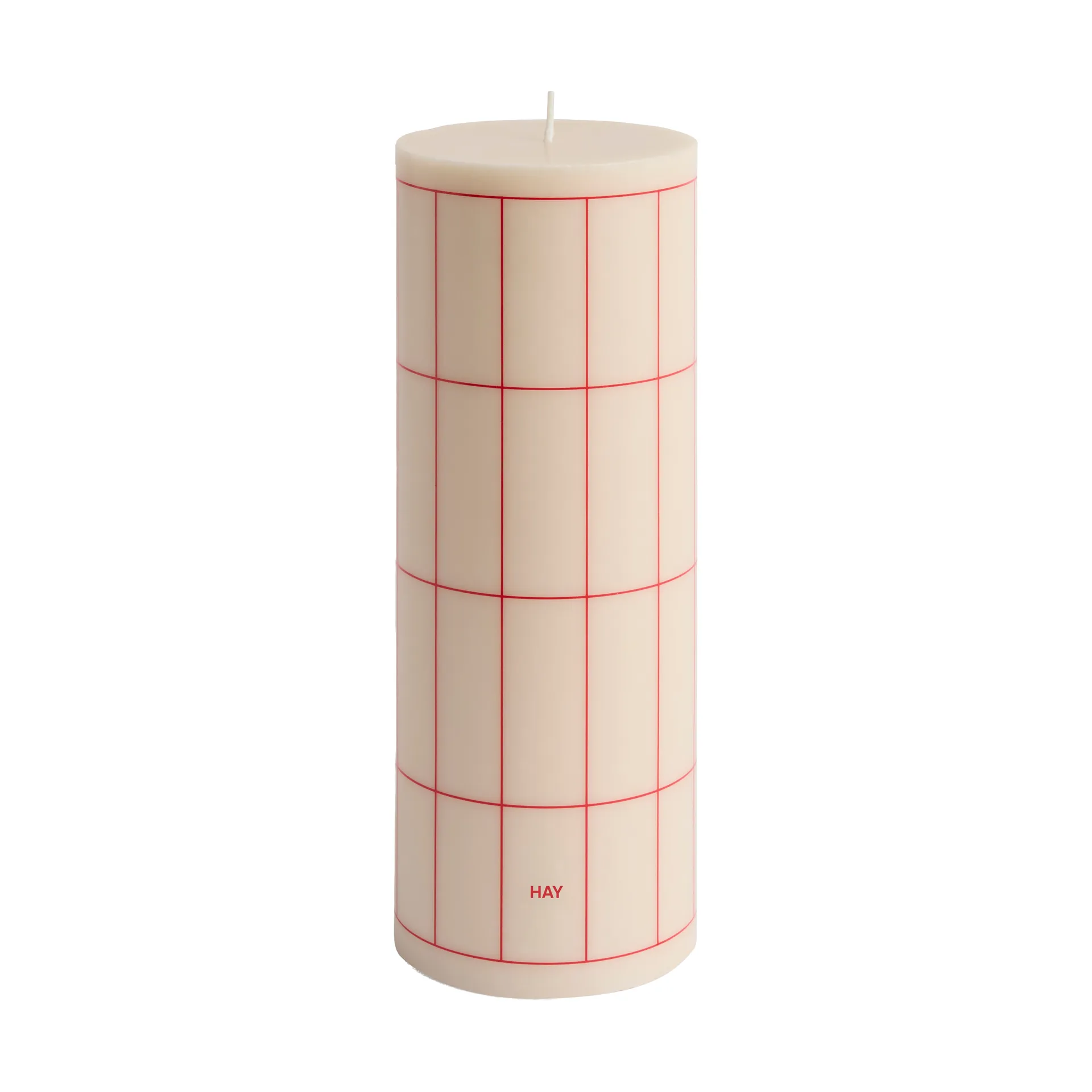 Candela a colonna blockljus grande 25 cm, Off white-red grid check HAY