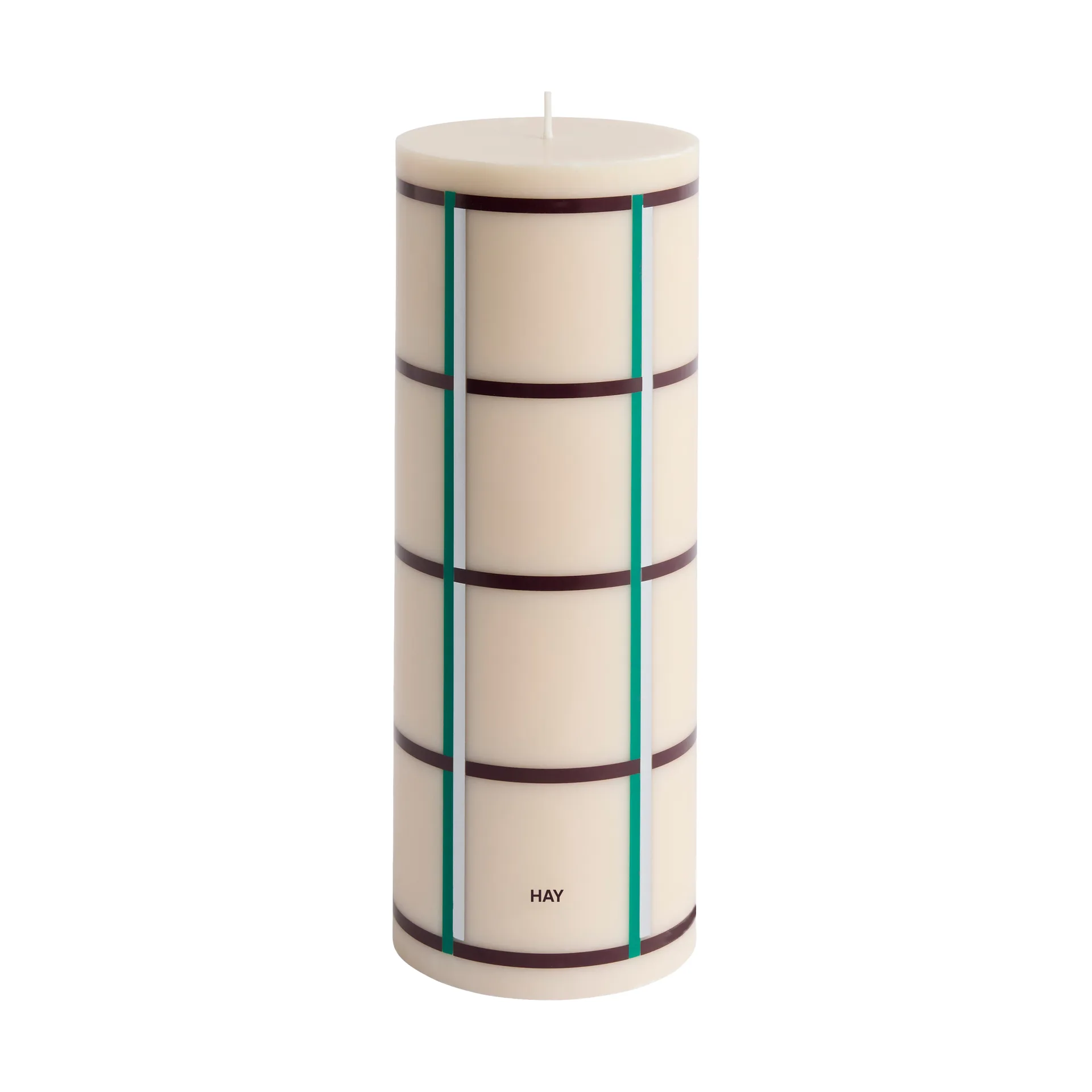 Candela a colonna blockljus grande 25 cm, Off white-verde bordeaux-argento HAY
