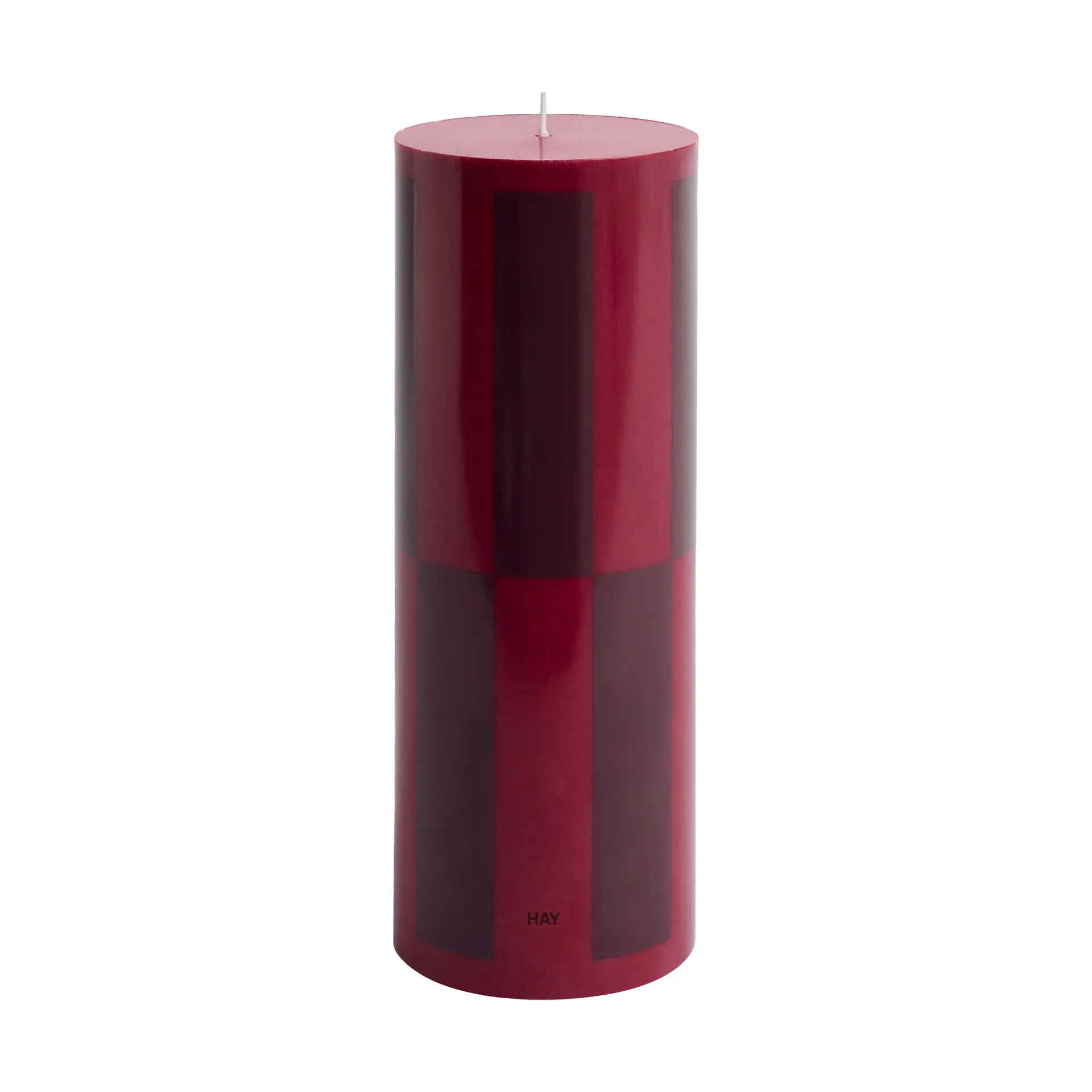Candela a colonna blockljus grande 25 cm, Wine-bordeaux large check HAY